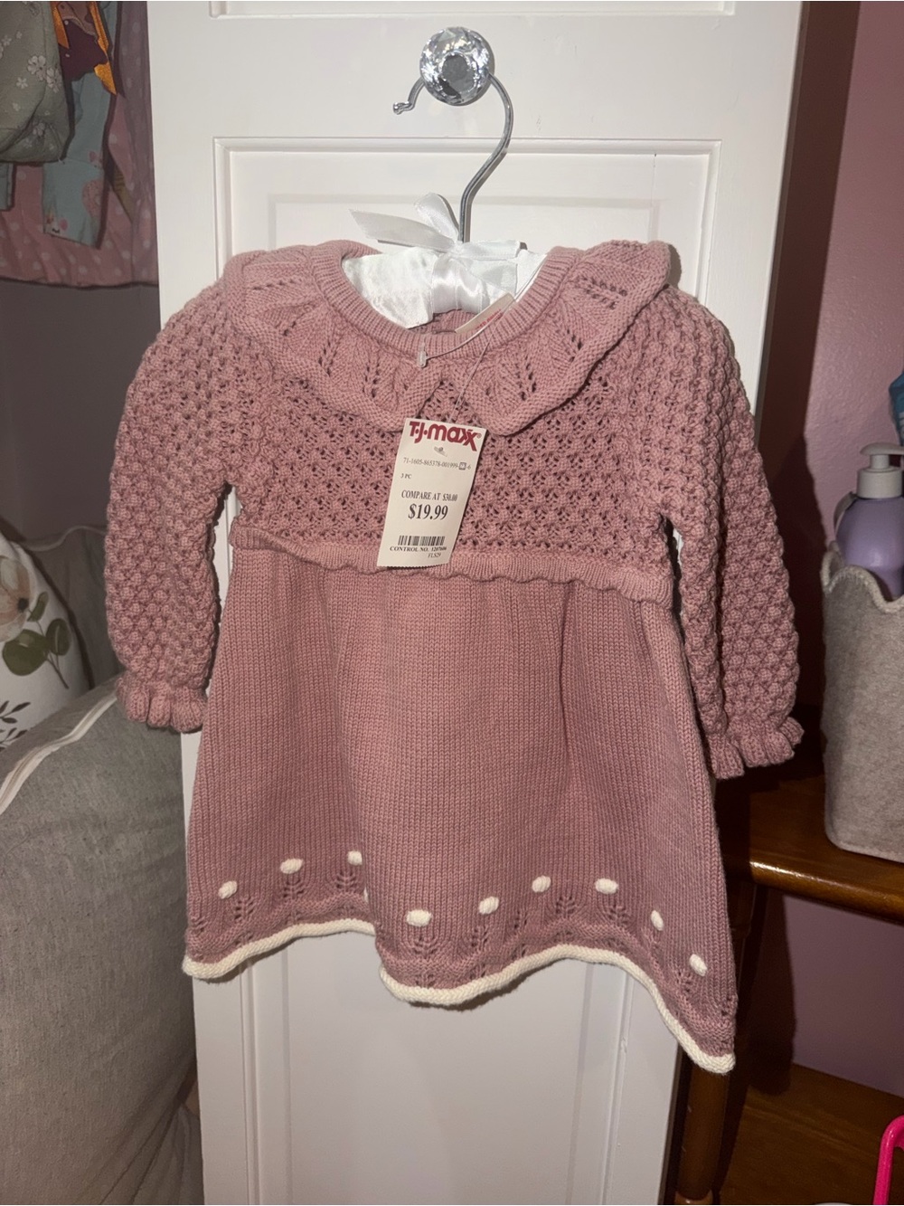Max Studio Mauve Knit Dress with Cream Trim